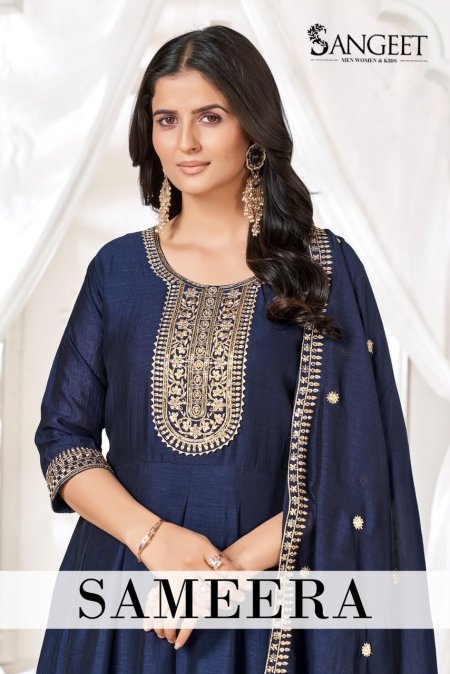 Sameera By Sangeet Vichitra Blooming Silk Kurti With Bottom Dupatta